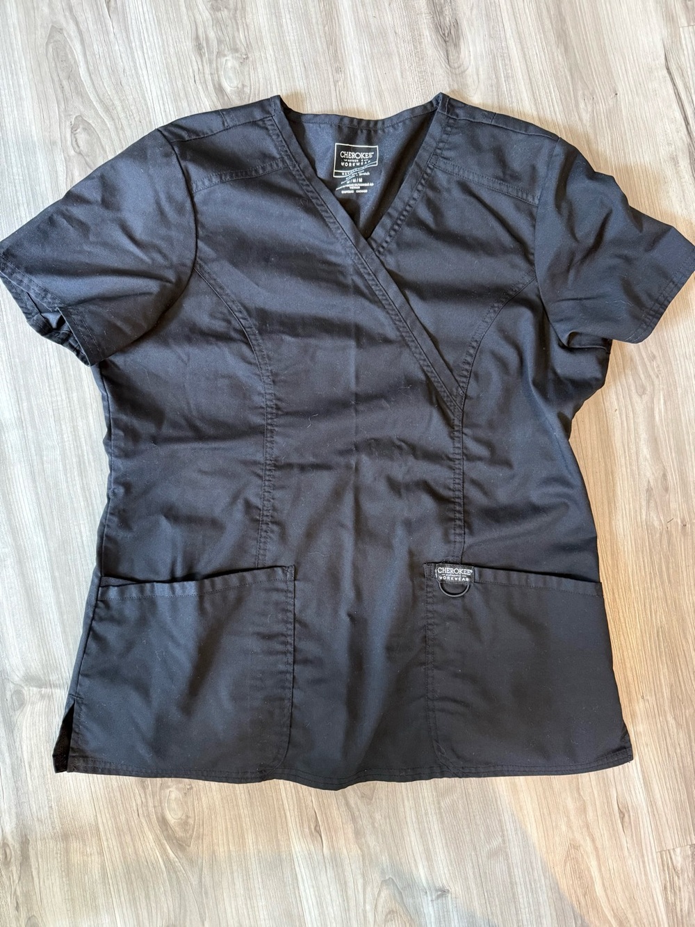 Cherokee Black V-Neck Scrub Top